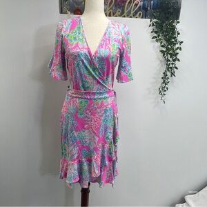 Lilly Pulitzer Size M Isella Wrap Dress Prosecco Pink Seaing Things